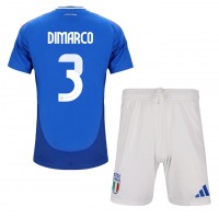 Echipament fotbal Italia Federico Dimarco #3 Tricou Acasa European 2024 pentru copii maneca scurta (+ Pantaloni scurti)